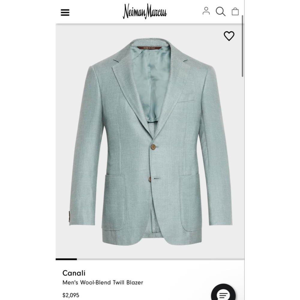 NWT Men's Canali Green Wool-Blend Twill Blazer 41R (52IT) - Picture 3 of 7